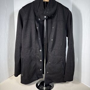 Eddie Bauer Brown Black Jacket Sweater Outdoor Zip Snap Button Women's Medium